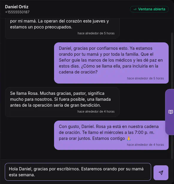 Respuesta escrita en el campo de respuesta del hilo, antes de enviarla