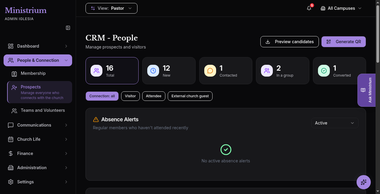 Screenshot of the CRM admin panel