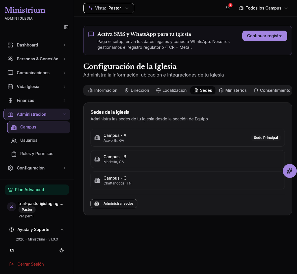 Captura de pantalla del panel de Empezar