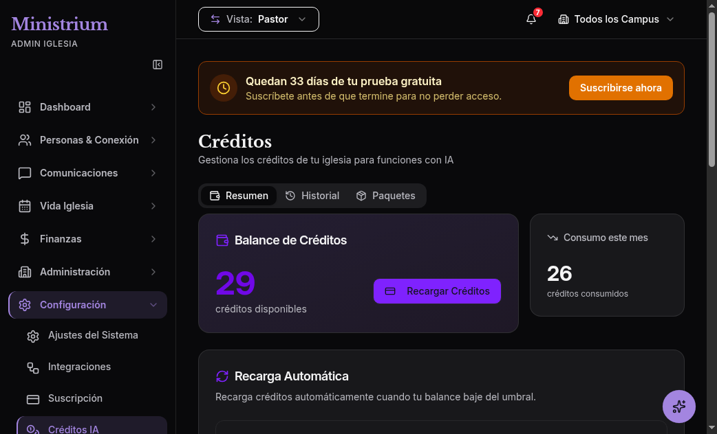 Captura de pantalla de IA y Créditos