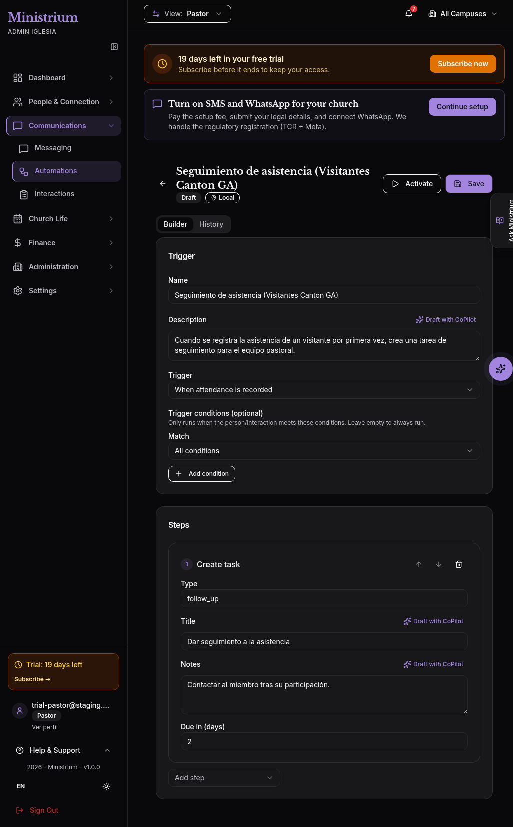 First-visit follow-up draft editor in English